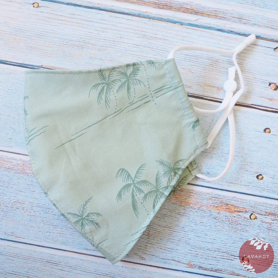 Adjustable Tropical Face Mask ?? Green Breezy Palms - Made in Hawaii