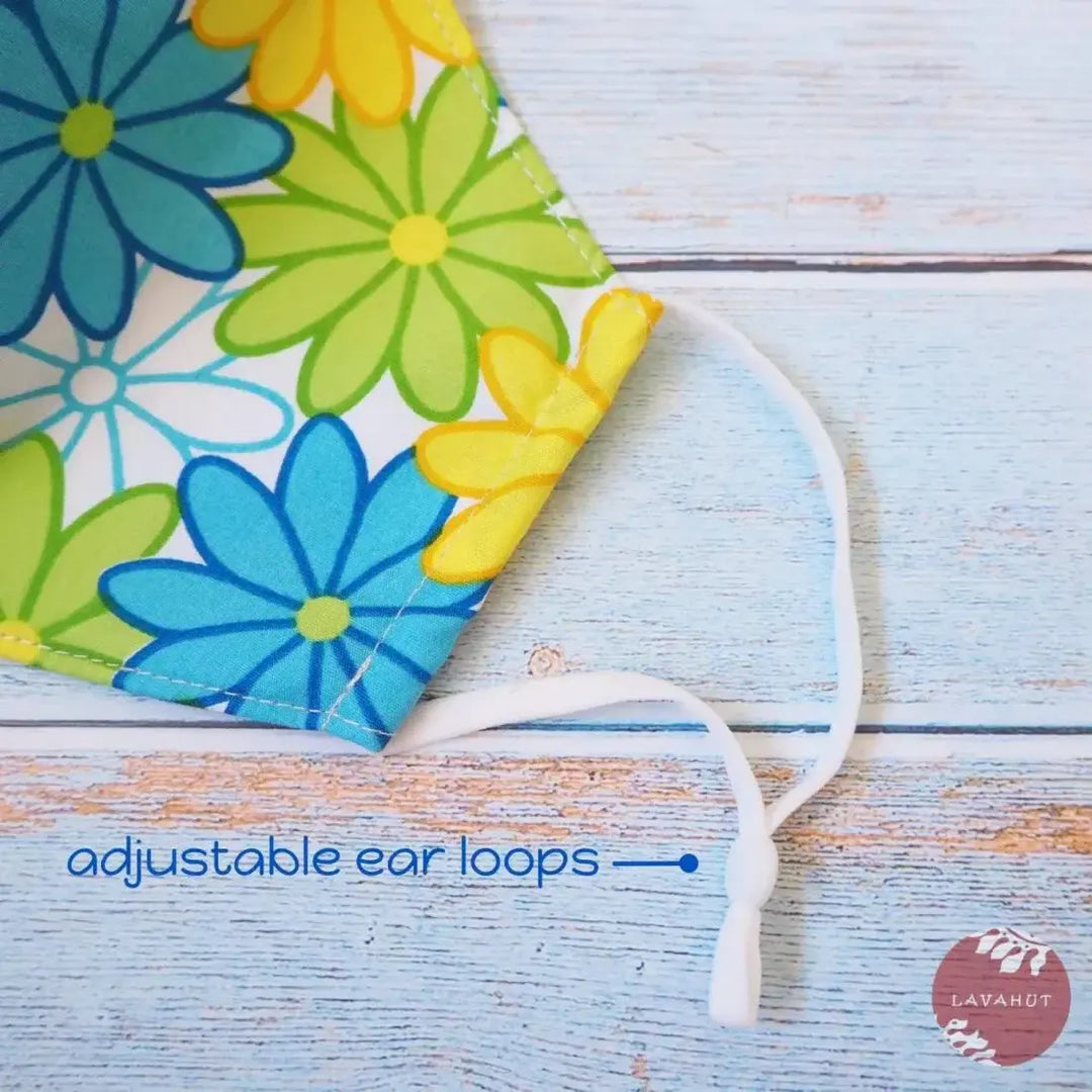 Adjustable Tropical Face Mask • Green Groovy 70’s - Made in Hawaii