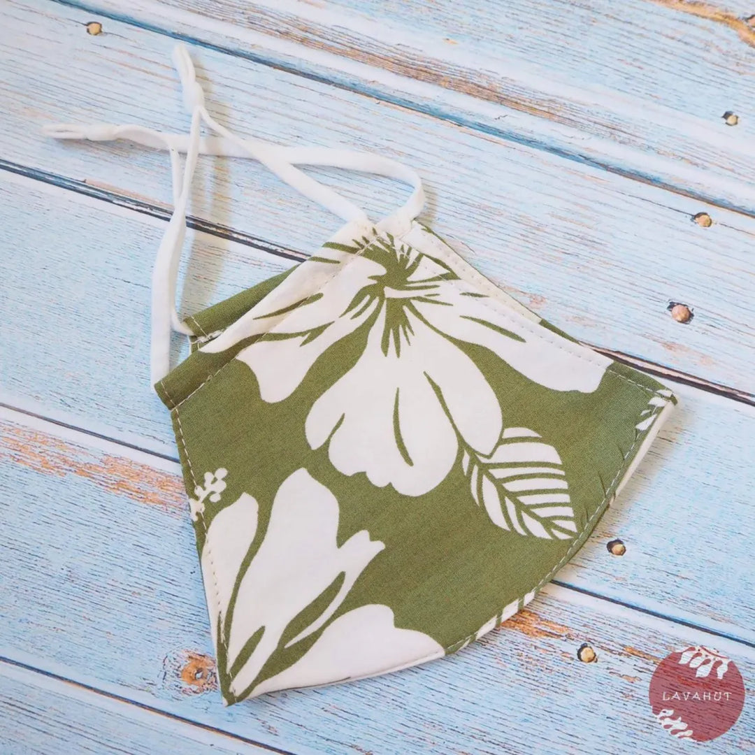 Adjustable Tropical Face Mask ?? Green Kalo Kalo - Made in Hawaii