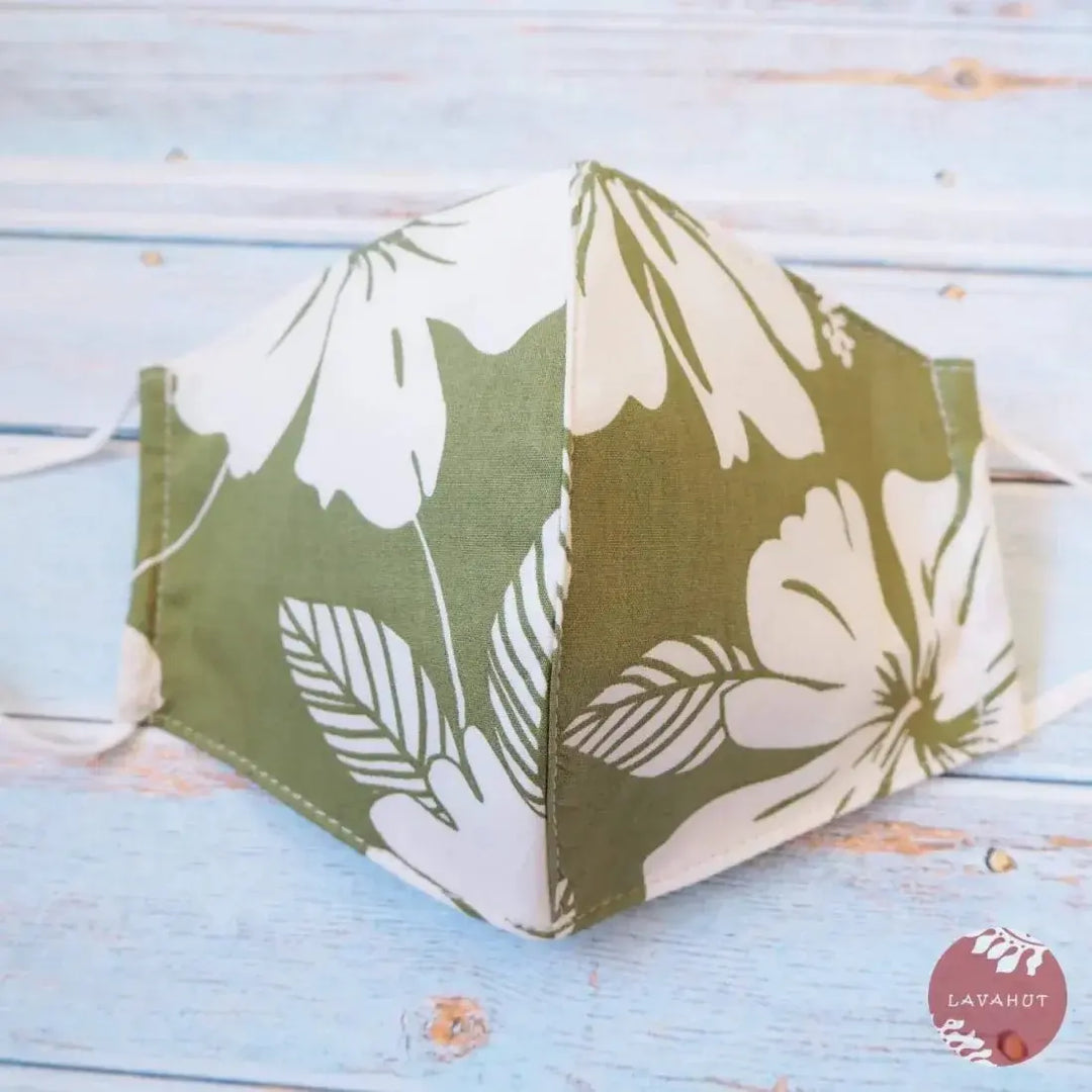 Adjustable Tropical Face Mask • Green Kalo Kalo - Made in Hawaii