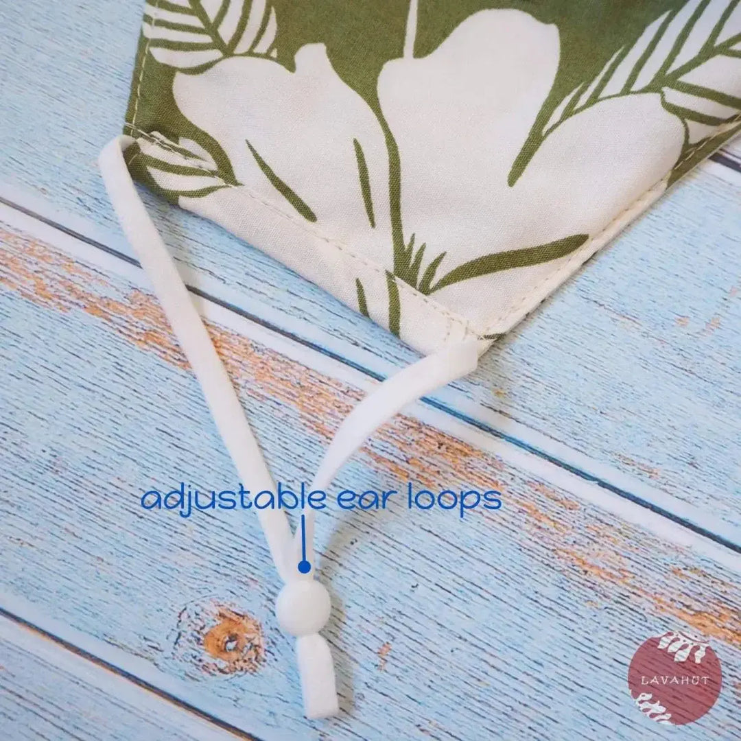 Adjustable Tropical Face Mask • Green Kalo Kalo - Made in Hawaii