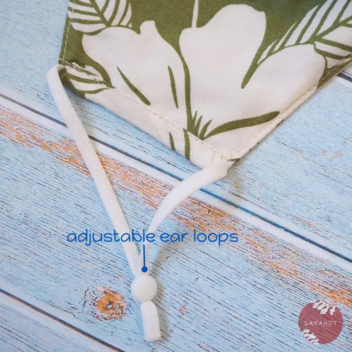 Adjustable Tropical Face Mask • Green Kalo Kalo - Made in Hawaii