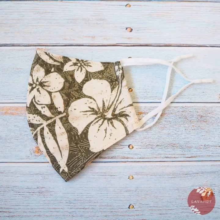 Adjustable Tropical Face Mask • Green Kualoa - Made in Hawaii