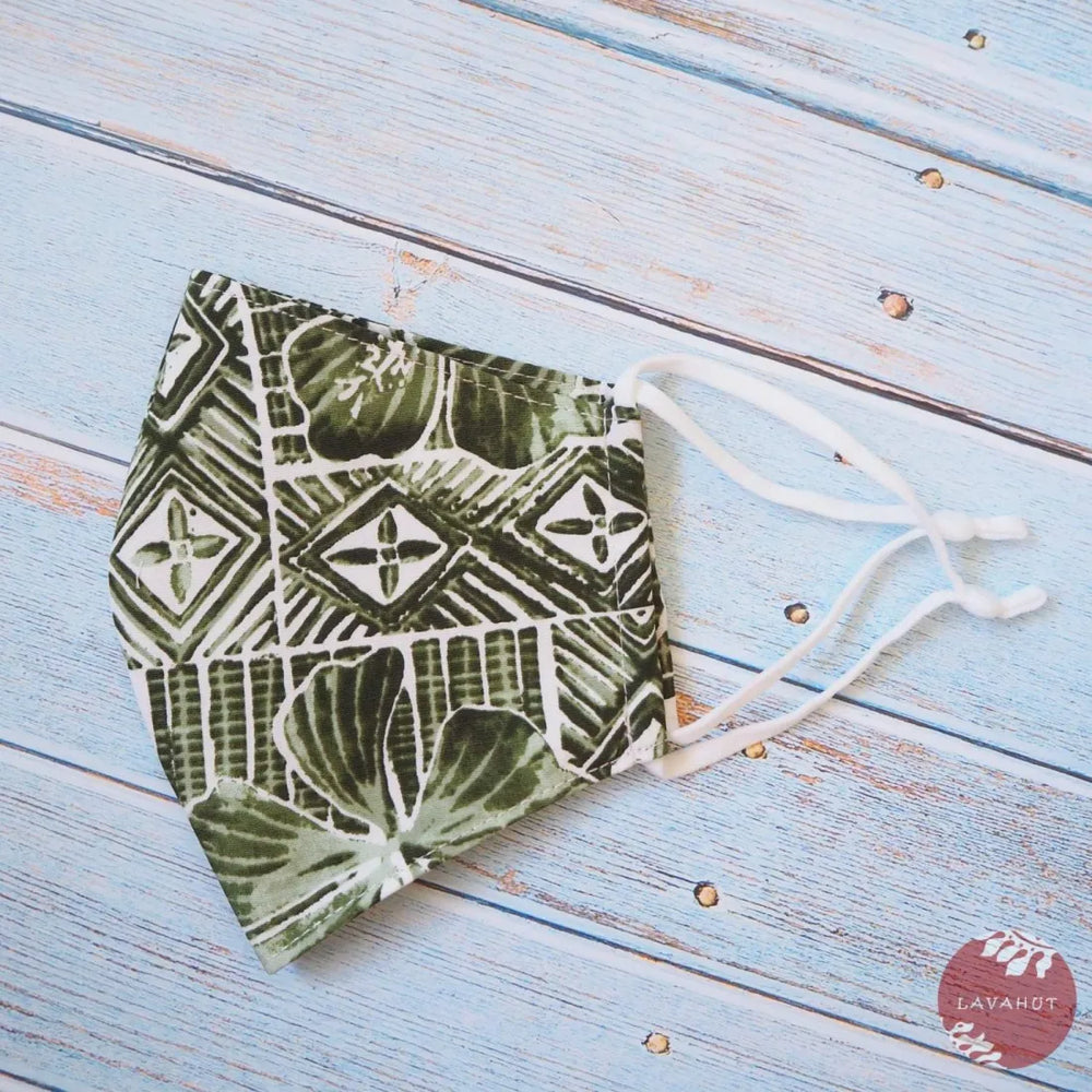 Adjustable Tropical Face Mask ?? Green Polynesia - Made in Hawaii