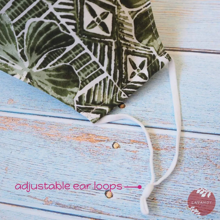 Adjustable Tropical Face Mask • Green Polynesia - Made in Hawaii