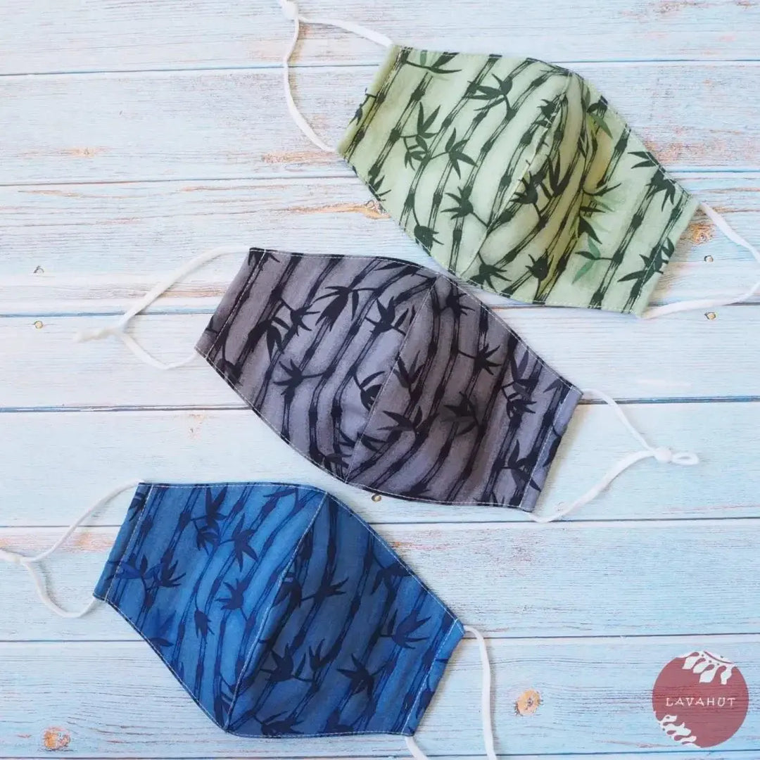Adjustable Tropical Face Mask • Grey Bamboo Grove - Made in Hawaii