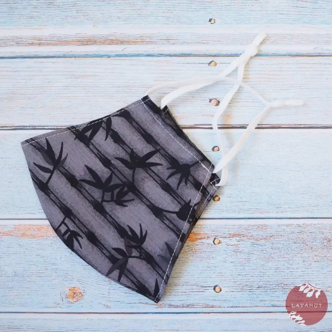 Adjustable Tropical Face Mask • Grey Bamboo Grove - Made in Hawaii