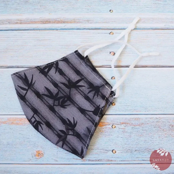 Adjustable Tropical Face Mask • Grey Bamboo Grove - Made in Hawaii