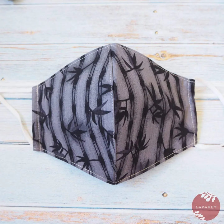 Adjustable Tropical Face Mask ?? Grey Bamboo Grove - Made in Hawaii