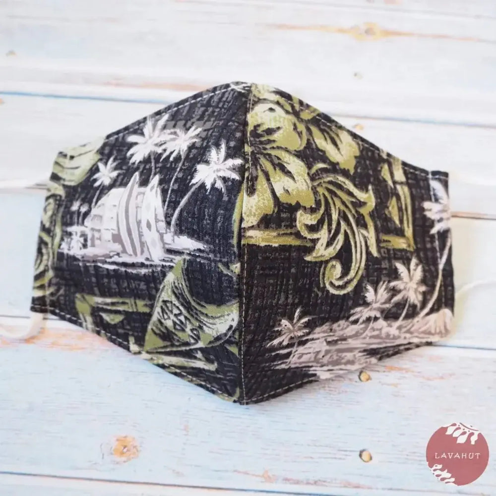 Adjustable Tropical Face Mask • Grey Rock Wall - Made in Hawaii