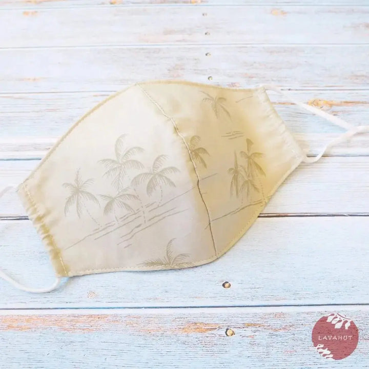 Adjustable Tropical Face Mask • Khaki Breezy Palms - Made in Hawaii