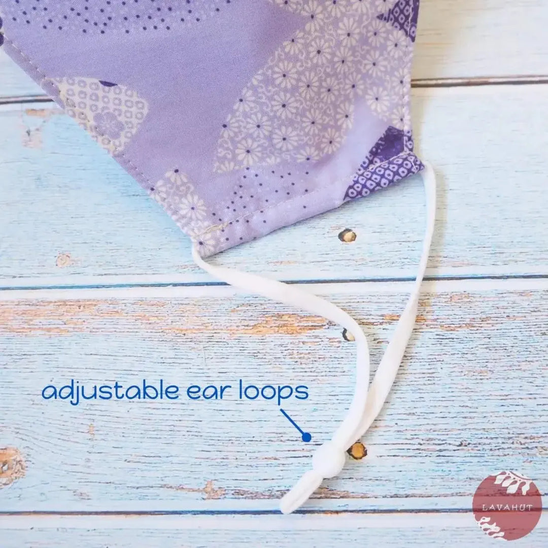 Adjustable Tropical Face Mask • Lavender Pua - Made in Hawaii