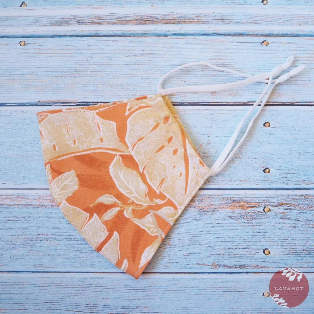 Adjustable Tropical Face Mask • Orange ?You Glad’ - Made in Hawaii