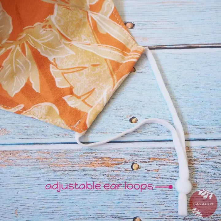 Adjustable Tropical Face Mask • Orange ?You Glad’ - Made in Hawaii