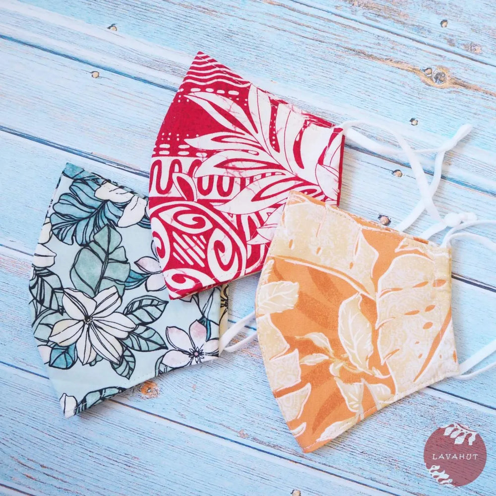 Adjustable Tropical Face Mask ?? Orange ??ou Glad’ - Made in Hawaii