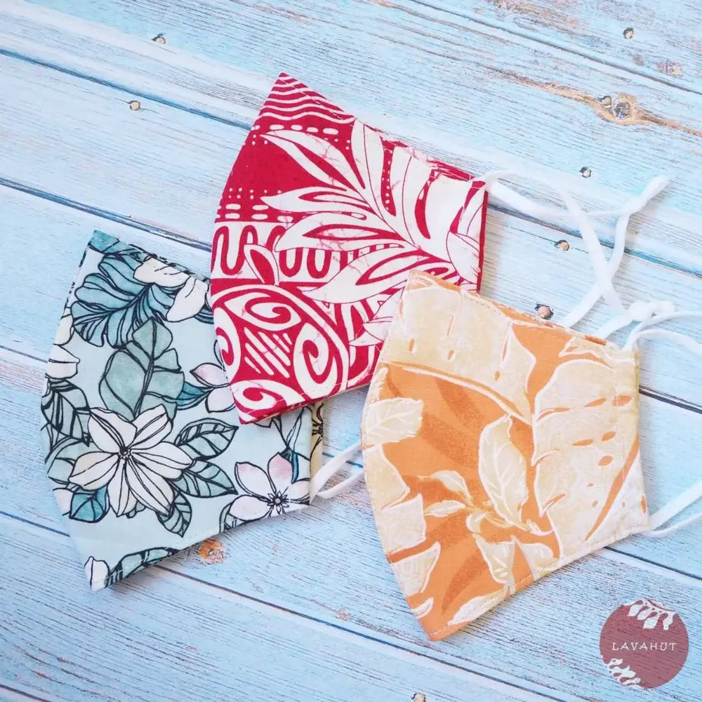 Adjustable Tropical Face Mask • Orange ?You Glad’ - Made in Hawaii