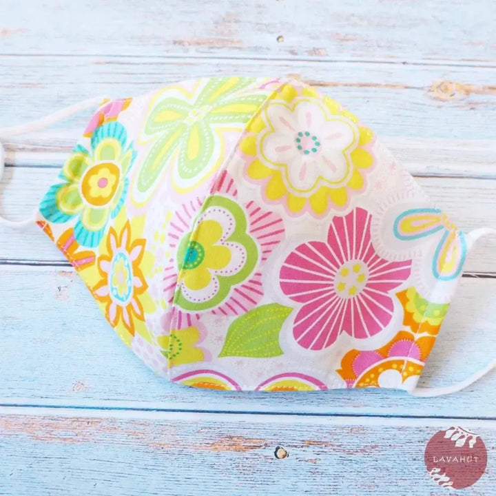 Adjustable Tropical Face Mask • Pink Daisy Pop - Made in Hawaii