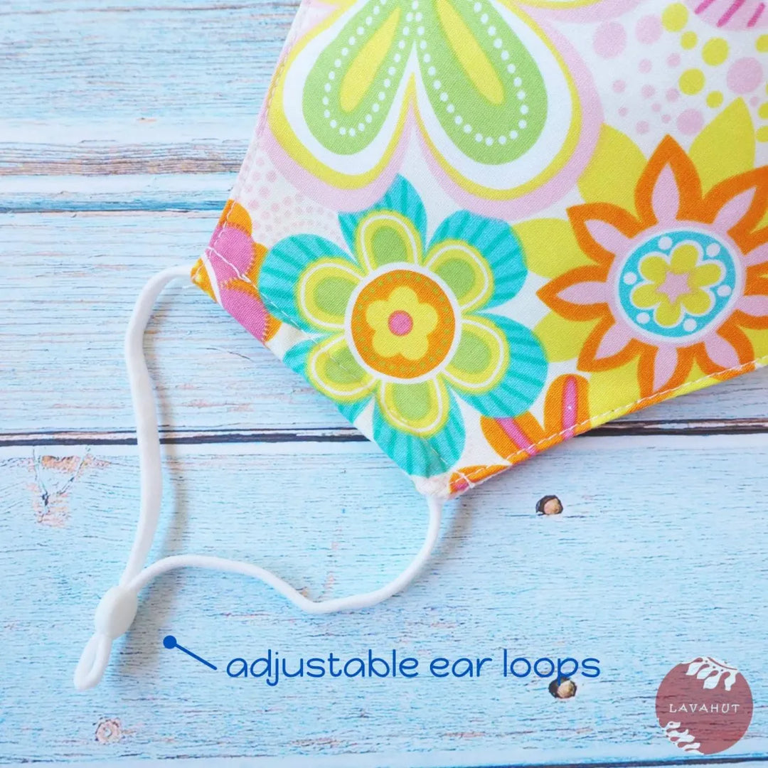 Adjustable Tropical Face Mask ?? Pink Daisy Pop - Made in Hawaii