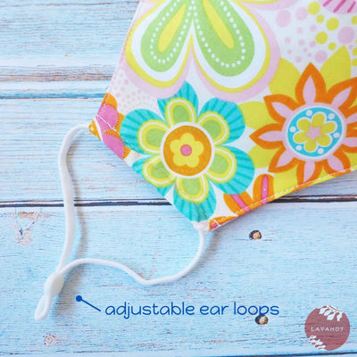 Adjustable Tropical Face Mask • Pink Daisy Pop - Made In Hawaii