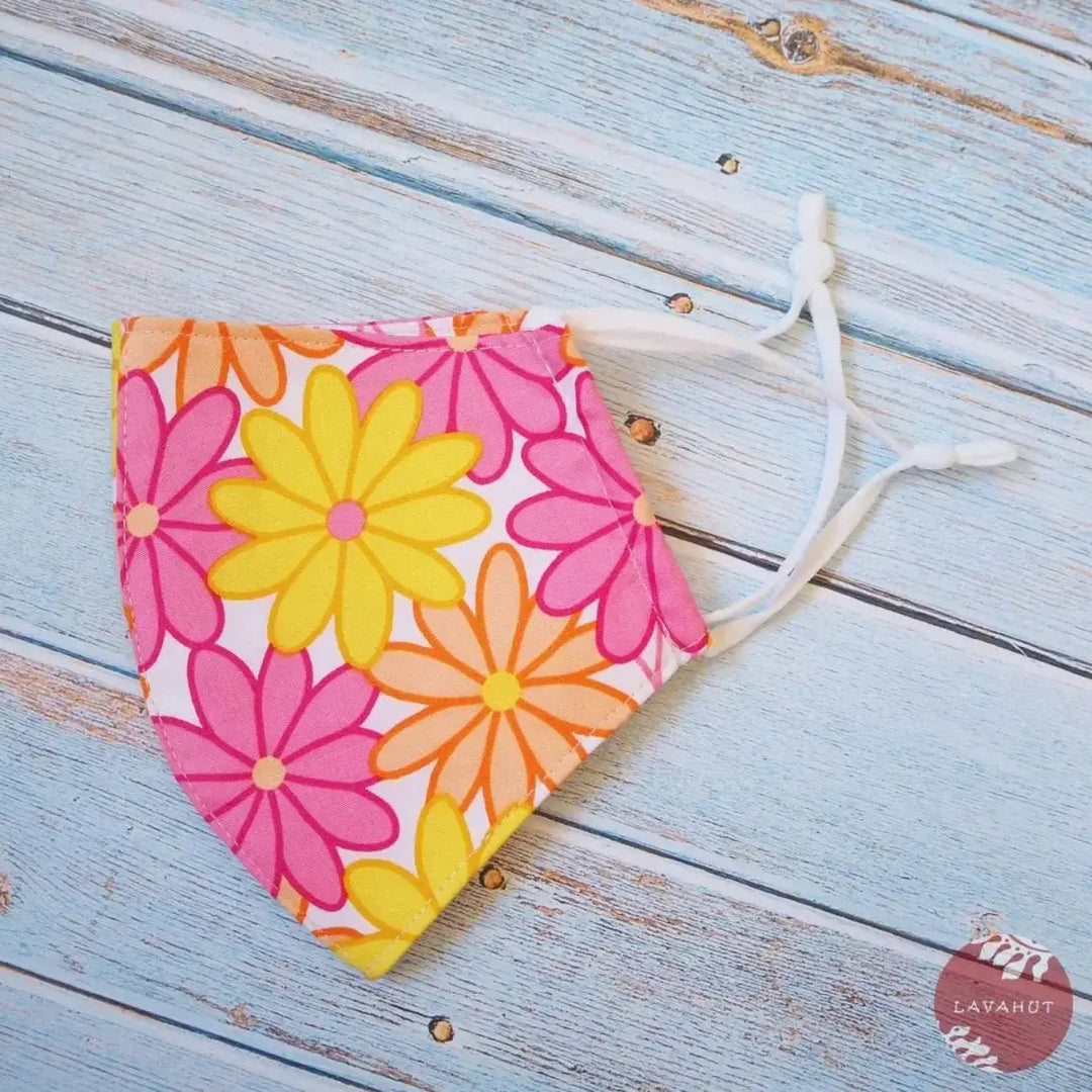 Adjustable Tropical Face Mask • Pink Groovy 70’s - Made in Hawaii