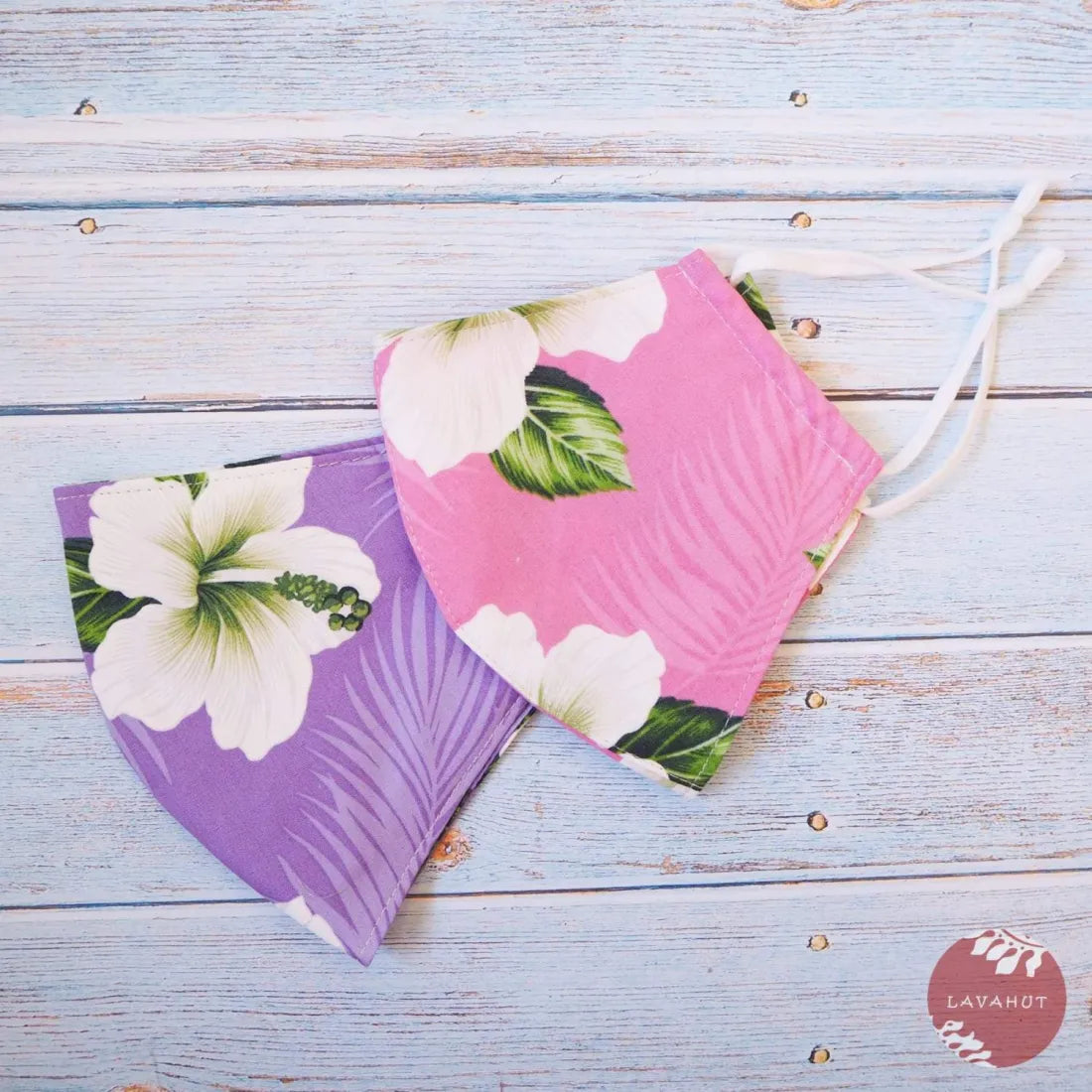 Adjustable Tropical Face Mask • Pink Hibiscus Dance - Made In Hawaii