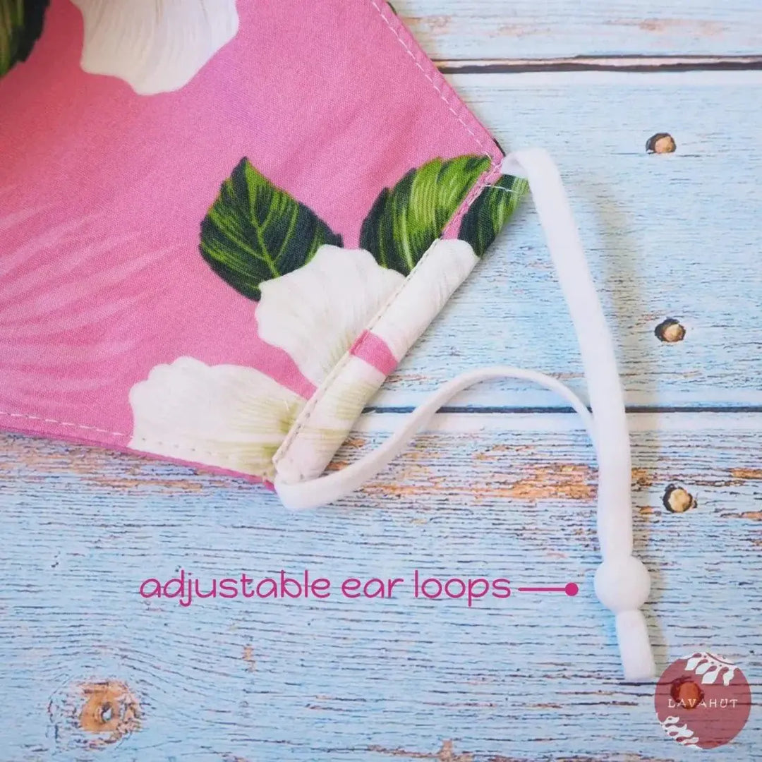 Adjustable Tropical Face Mask • Pink Hibiscus Dance - Made in Hawaii