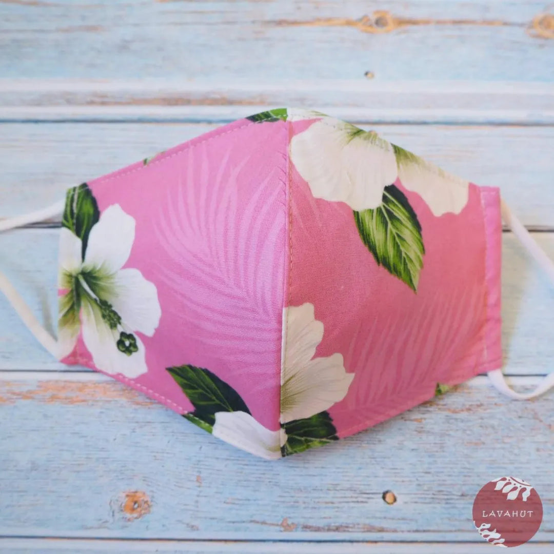 Adjustable Tropical Face Mask ?? Pink Hibiscus Dance - Made in Hawaii