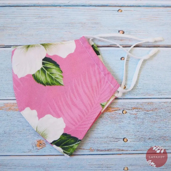 Adjustable Tropical Face Mask • Pink Hibiscus Dance - Made in Hawaii