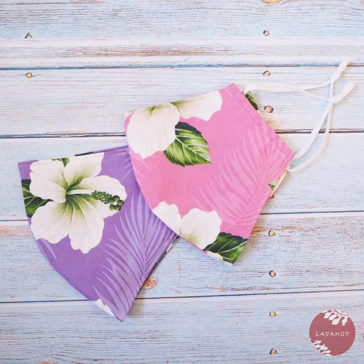 Adjustable Tropical Face Mask • Pink Hibiscus Dance - Made in Hawaii