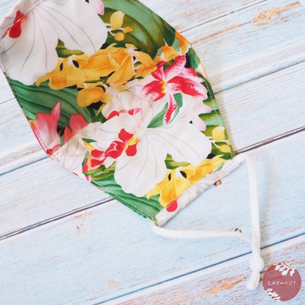 Adjustable Tropical Face Mask • Pink Orchid Garden - Made in Hawaii