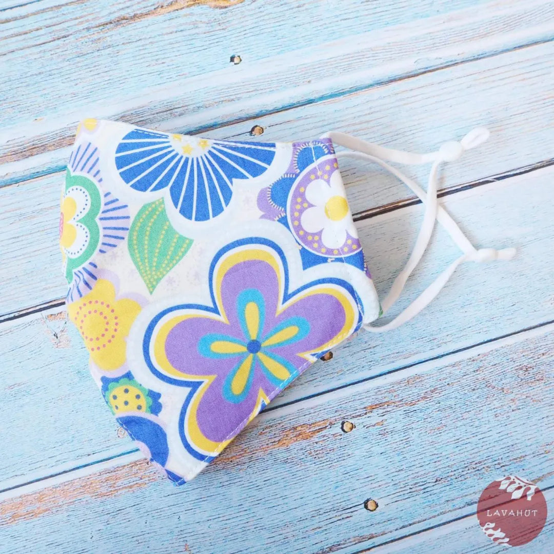 Adjustable Tropical Face Mask ?? Purple Daisy Pop - Made in Hawaii