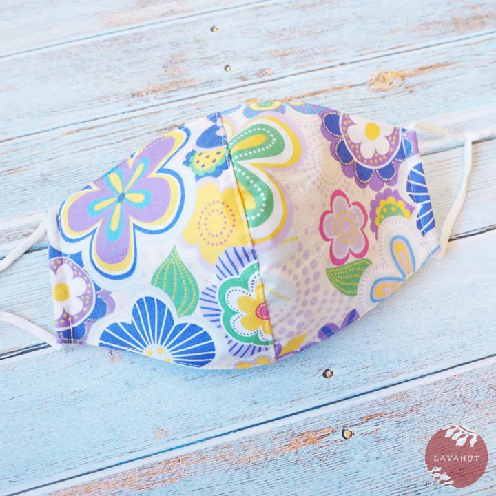 Adjustable Tropical Face Mask • Purple Daisy Pop - Made in Hawaii