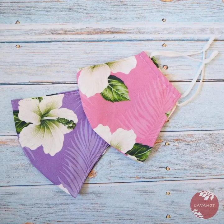 Adjustable Tropical Face Mask • Purple Hibiscus Dance - Made in Hawaii