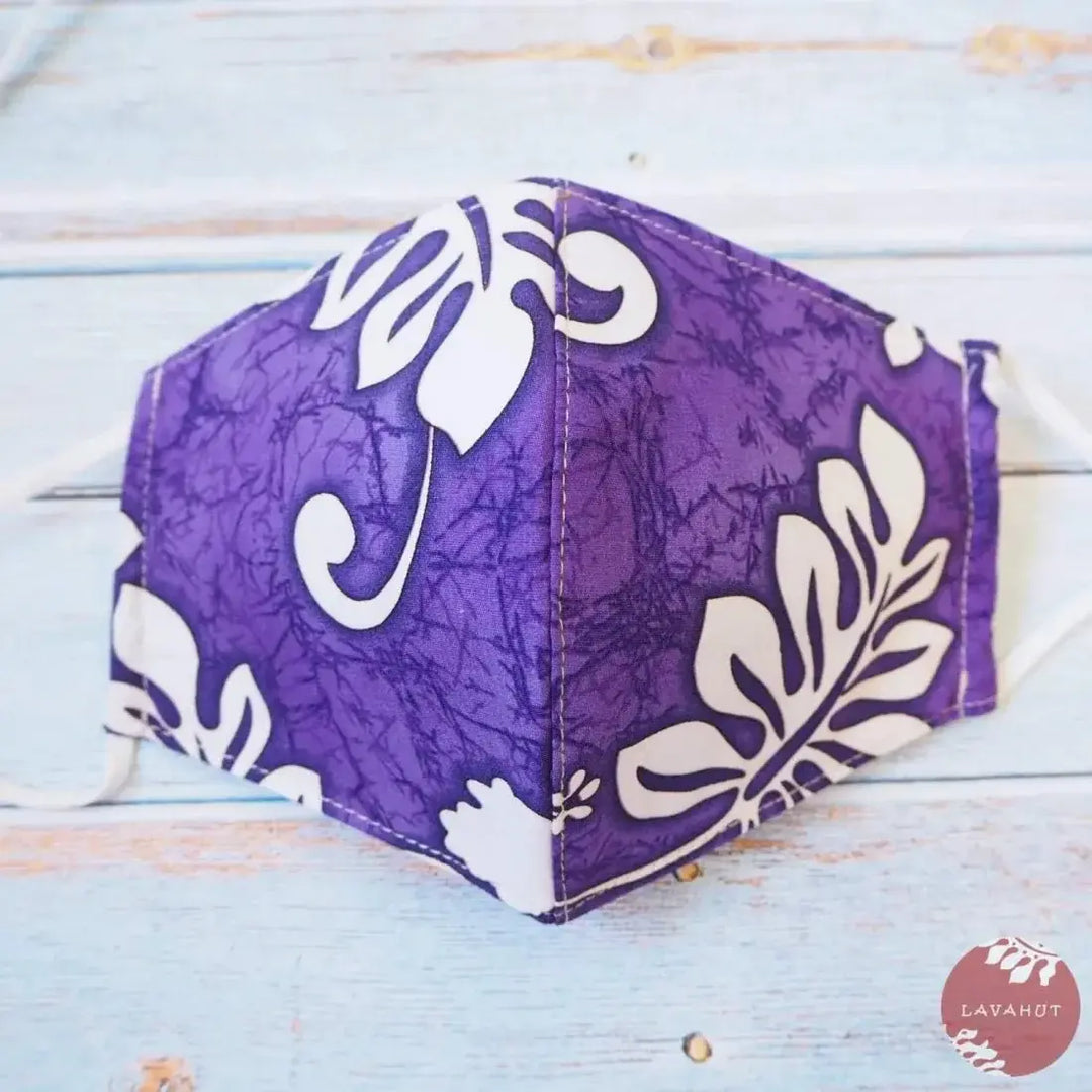 Adjustable Tropical Face Mask • Purple Lauae Fern - Made in Hawaii