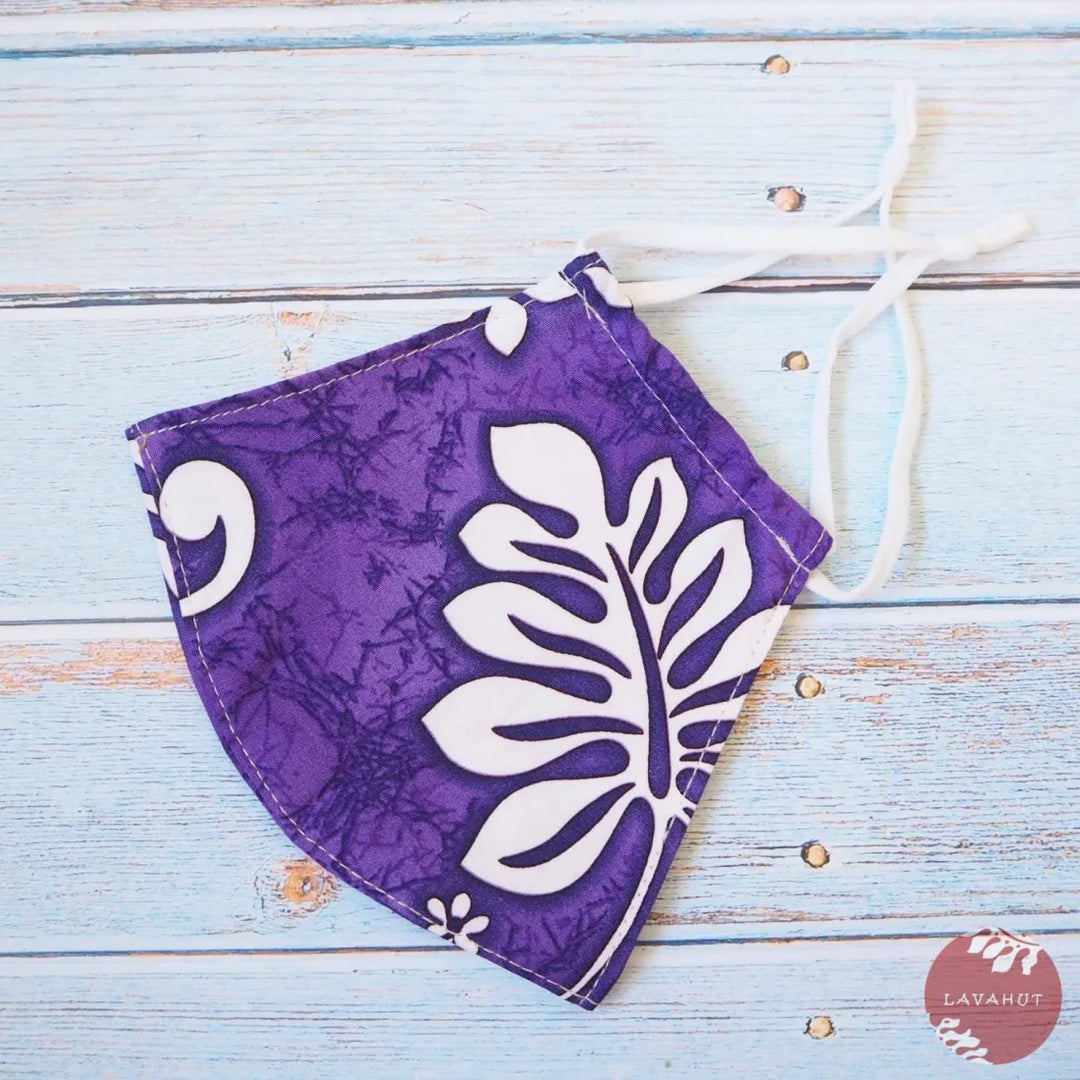 Adjustable Tropical Face Mask ?? Purple Lauae Fern - Made in Hawaii