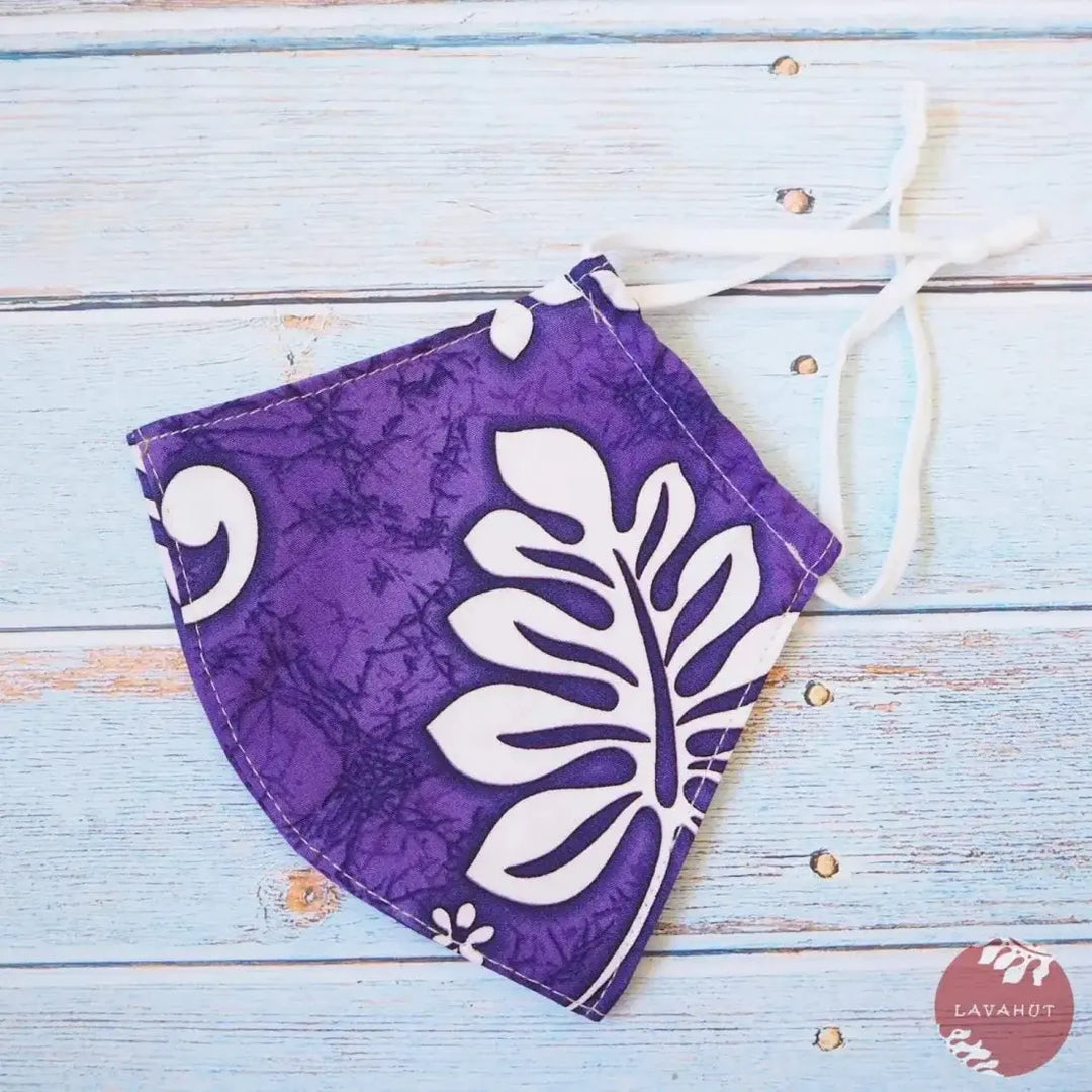 Adjustable Tropical Face Mask • Purple Lauae Fern - Made in Hawaii