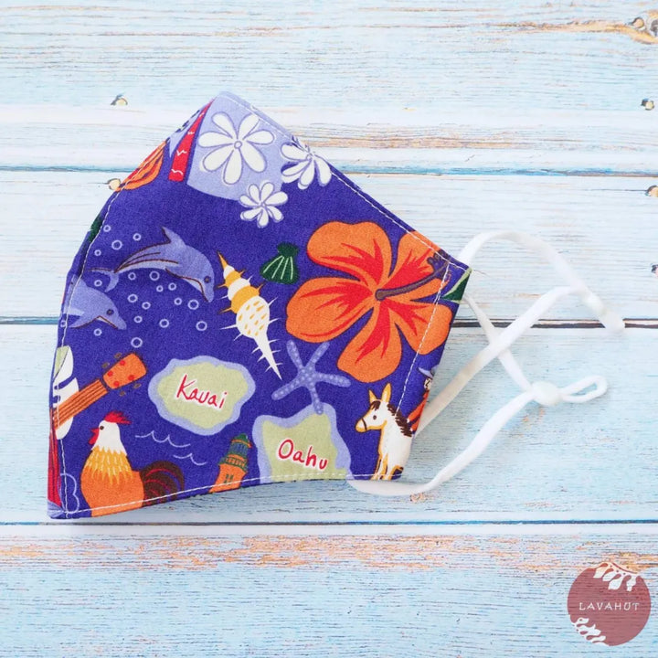 Adjustable Tropical Face Mask • Purple Plantation Days - Made in Hawaii