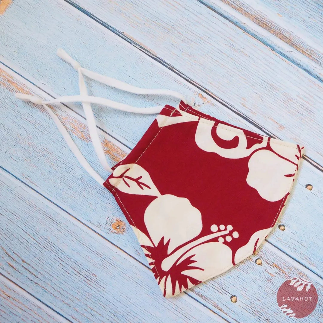 Adjustable Tropical Face Mask ?? Red Hibiscus Fiesta - Made in Hawaii