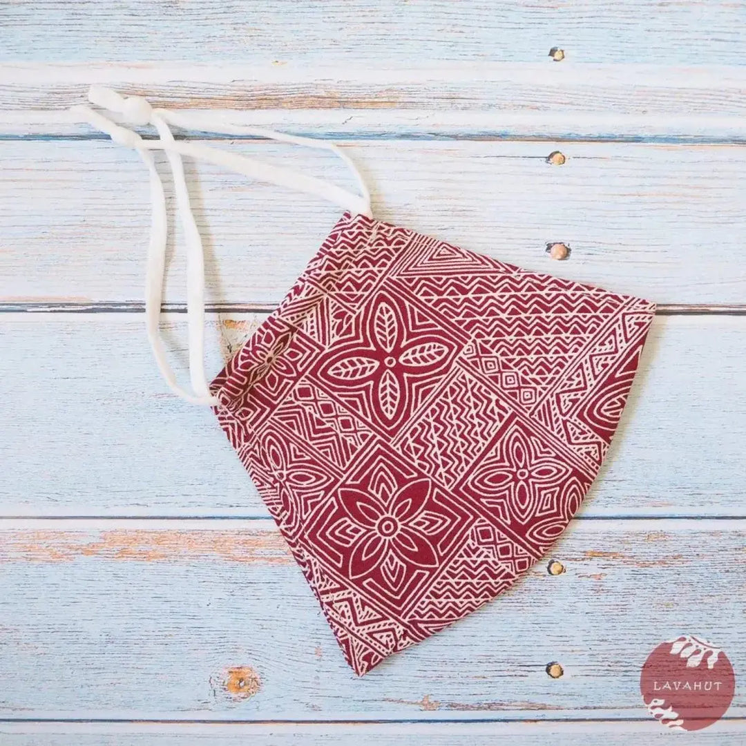 Adjustable Tropical Face Mask • Red Kapa Blocks - Made in Hawaii