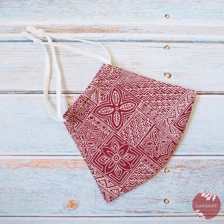 Adjustable Tropical Face Mask • Red Kapa Blocks - Made in Hawaii