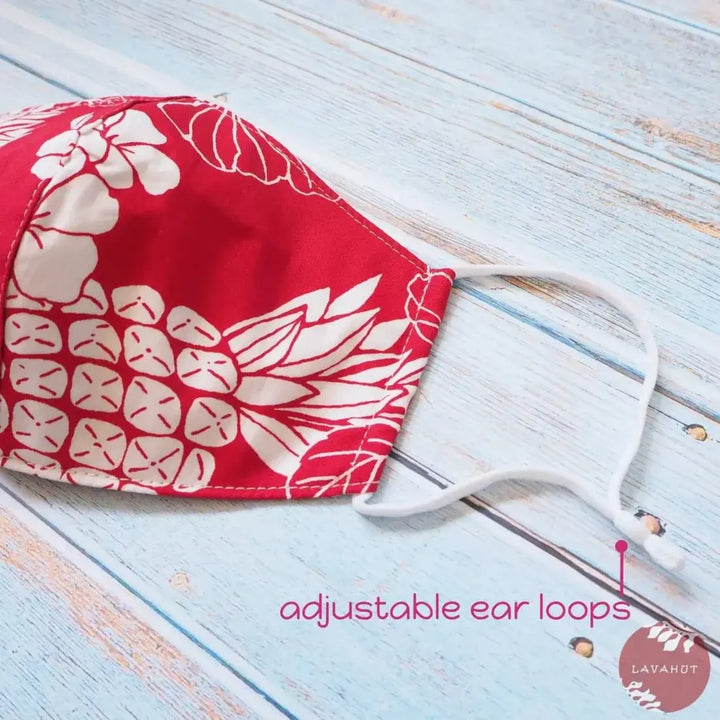 Adjustable Tropical Face Mask • Red Koloa - Made in Hawaii