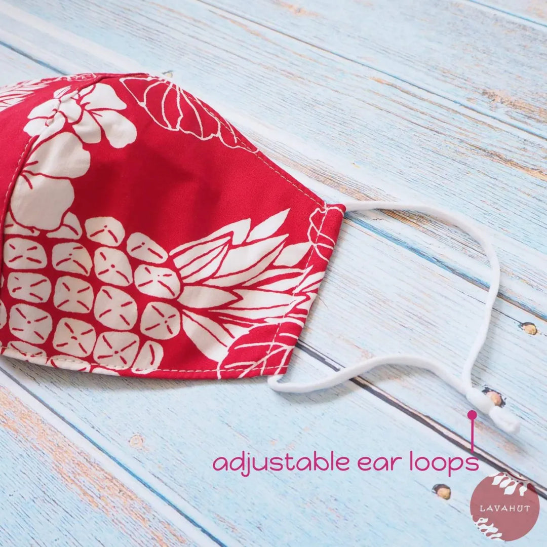 Adjustable Tropical Face Mask ?? Red Koloa - Made in Hawaii