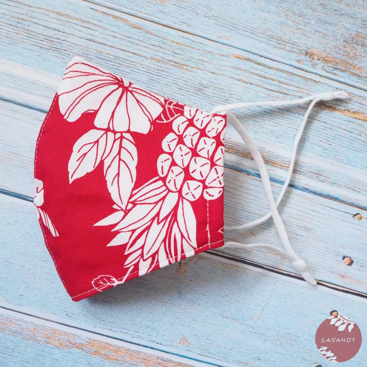 Adjustable Tropical Face Mask ?? Red Koloa - Made in Hawaii