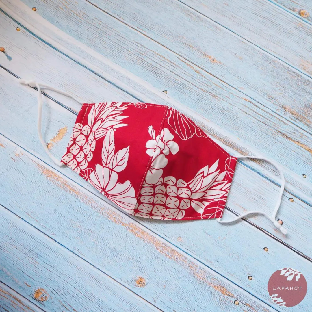 Adjustable Tropical Face Mask ?? Red Koloa - Made in Hawaii