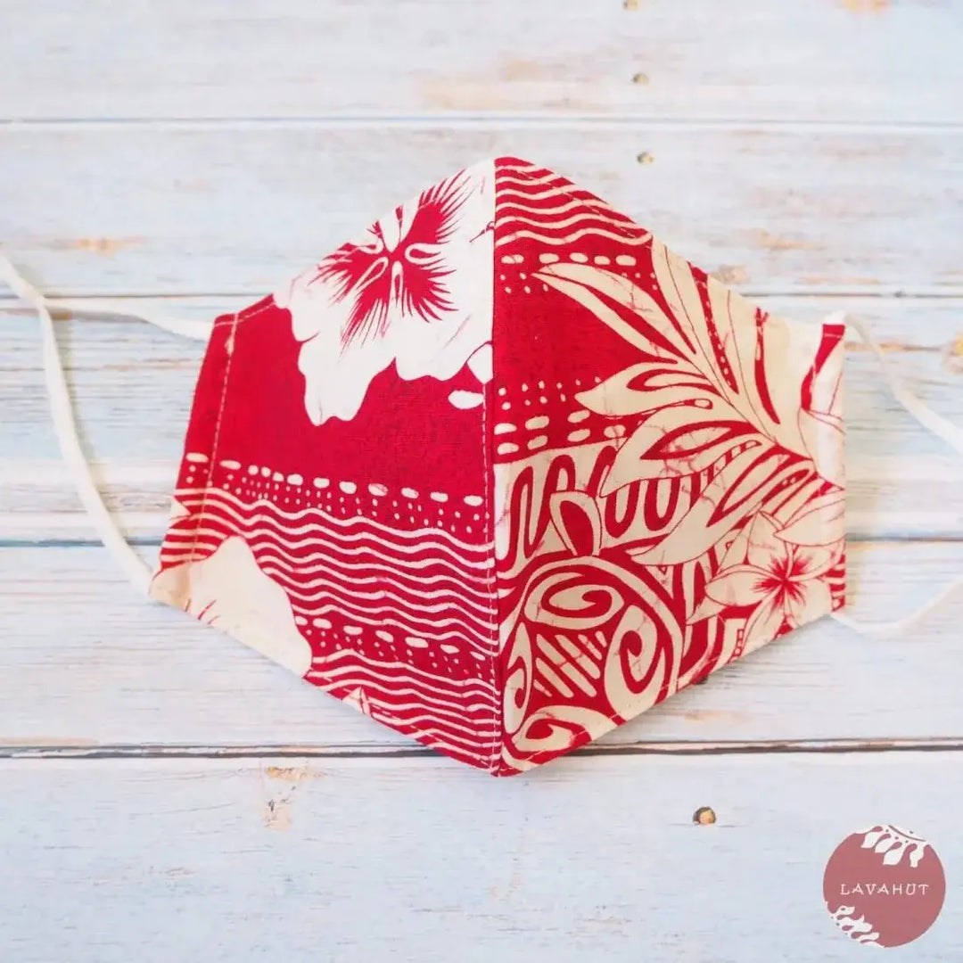 Adjustable Tropical Face Mask • Red Lava - Made in Hawaii