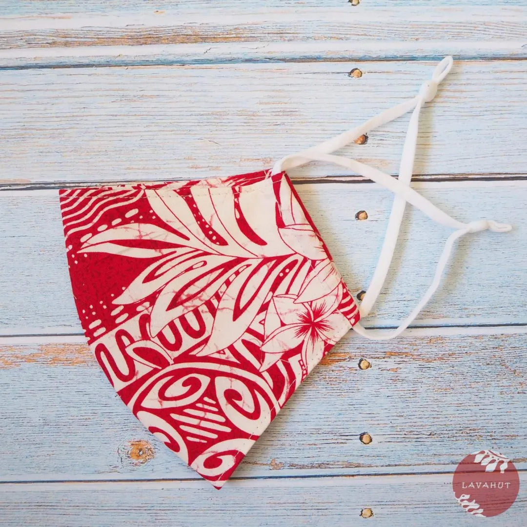 Adjustable Tropical Face Mask ?? Red Lava - Made in Hawaii