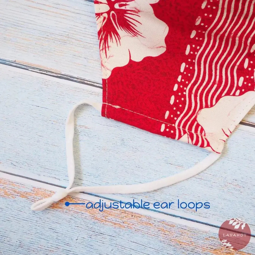 Adjustable Tropical Face Mask • Red Lava - Made in Hawaii