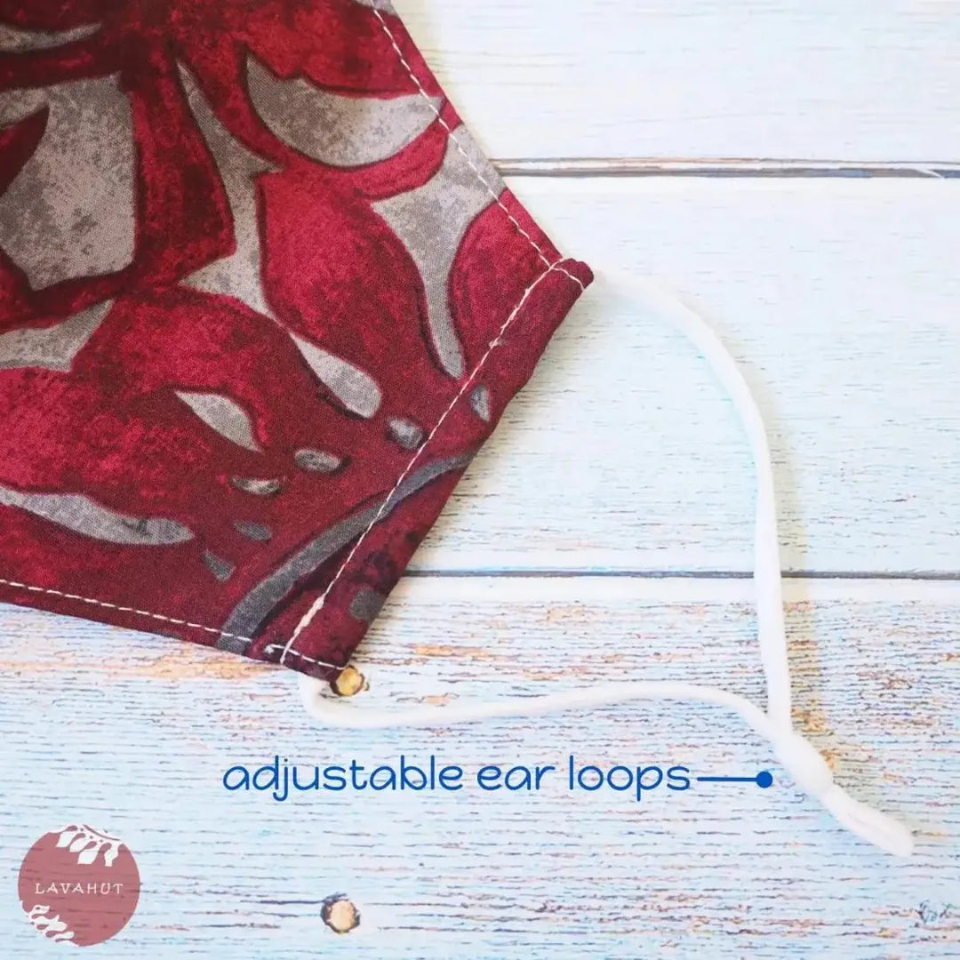 Adjustable Tropical Face Mask • Red Pahoehoe - Made in Hawaii