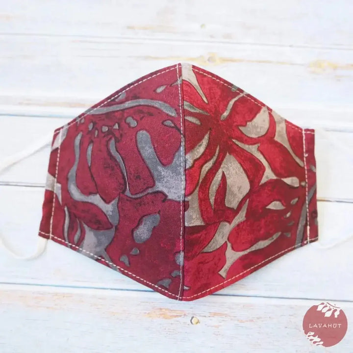 Adjustable Tropical Face Mask • Red Pahoehoe - Made in Hawaii
