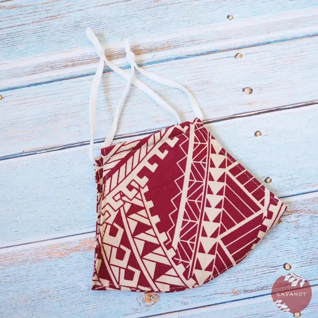 Adjustable Tropical Face Mask • Red Tribal - Made in Hawaii